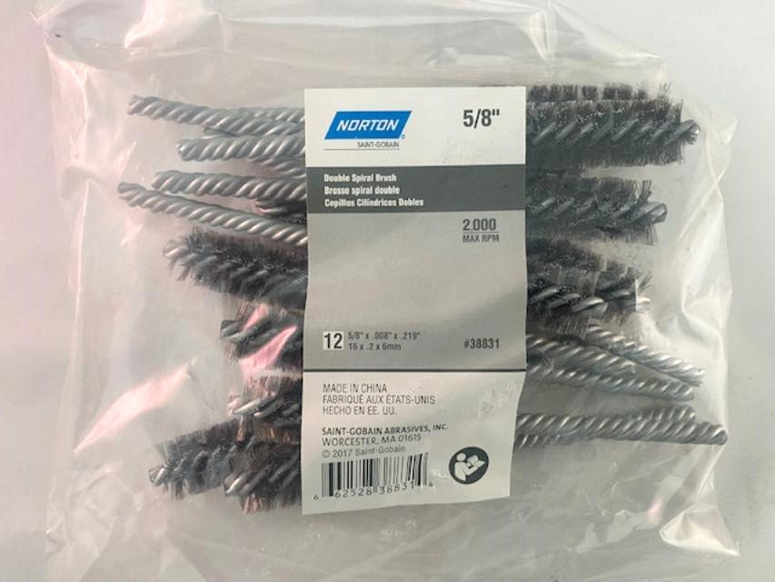 Norton 38831 12pk Double Spiral Tube Brush 5/8" x .008" x .219"