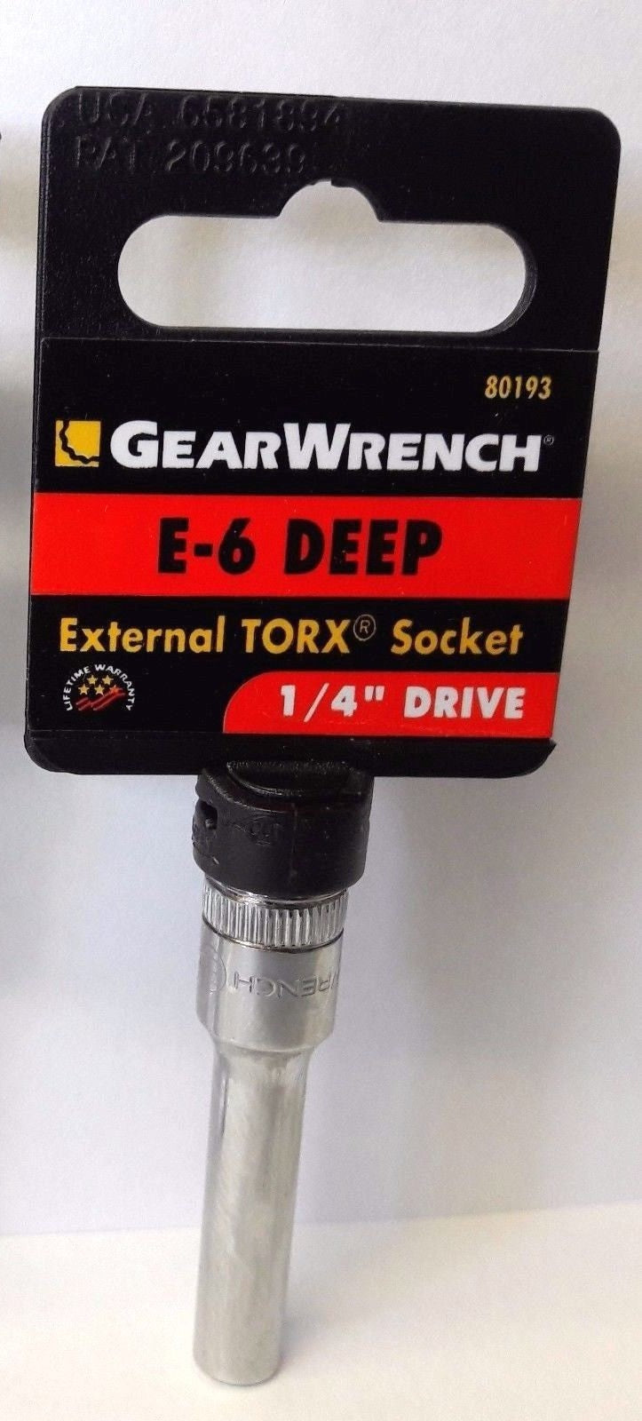 GearWrench 80193 1/4" Drive Deep External Torx Socket - E-6