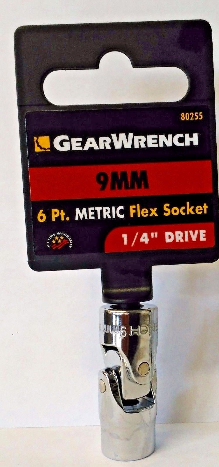 Gearwrench 80255 1/4" Drive 6 Point Flex Socket 9mm