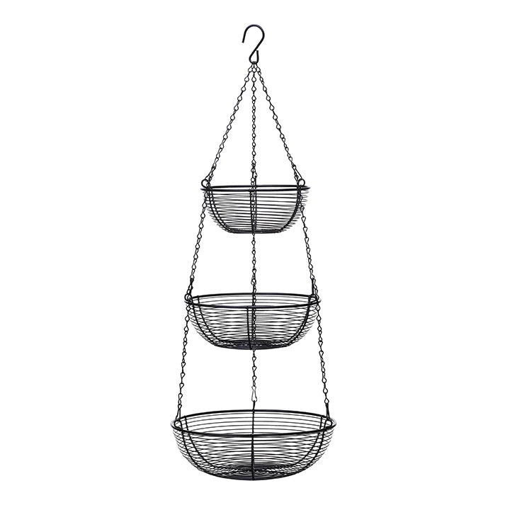 Sunnypoint X001O8YEBT Three-Tier Hanging Fruit Basket - Black