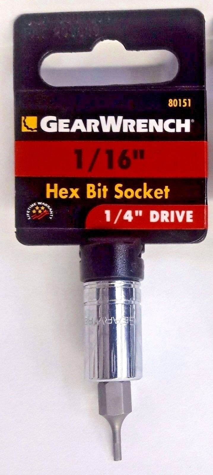 Gearwrench 80151 1/16" Hex Bit Socket 1/4" Drive