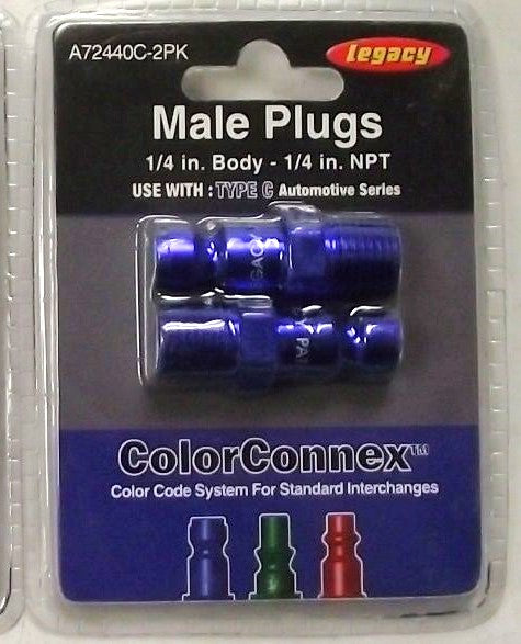 Legacy A72440C-2PK 2 Pack Colorconnex TYPE C Plug 1/4" Body 1/4" NPT