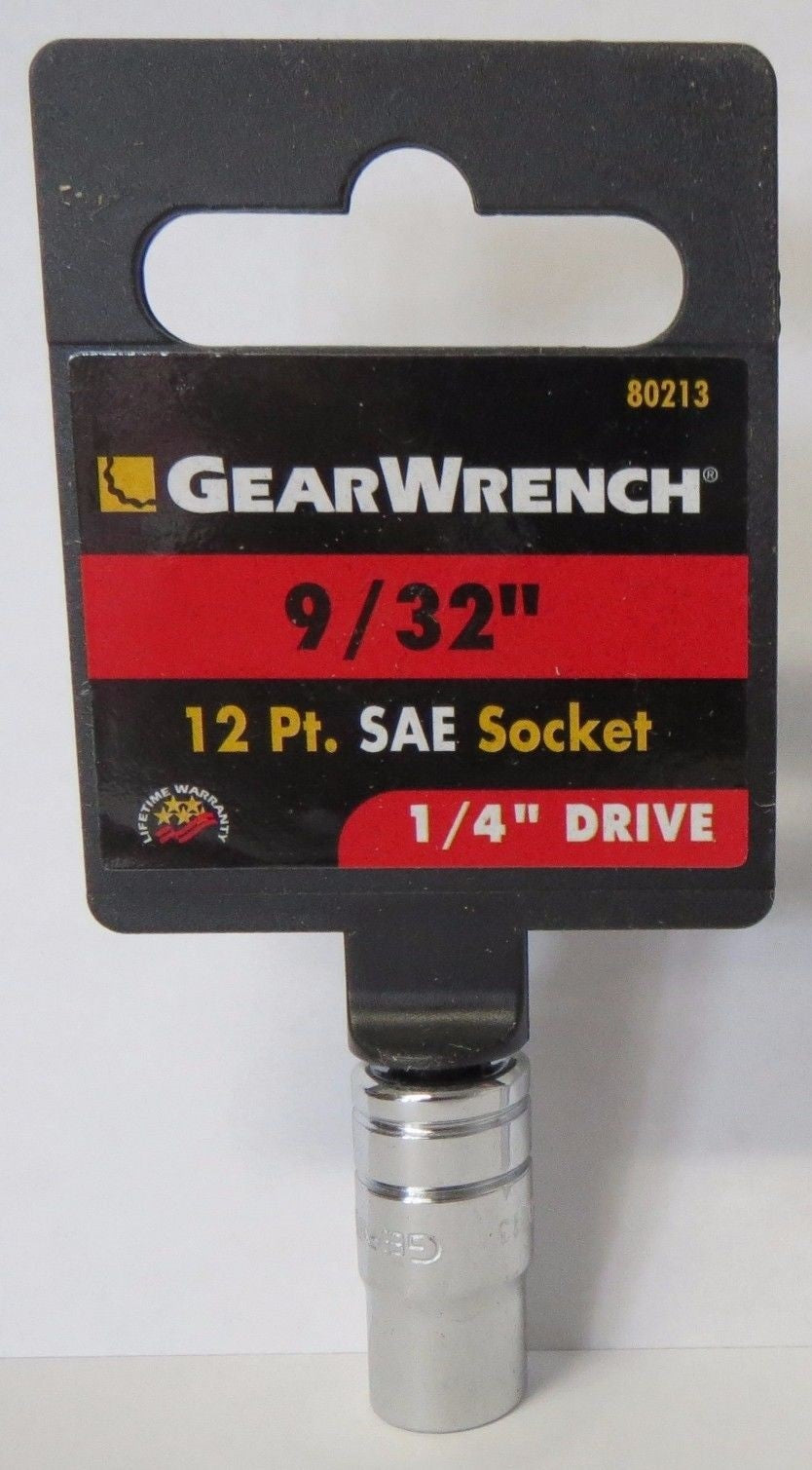 GearWrench 80213 1/4" Drive 12 Point Standard SAE Socket 9/32"