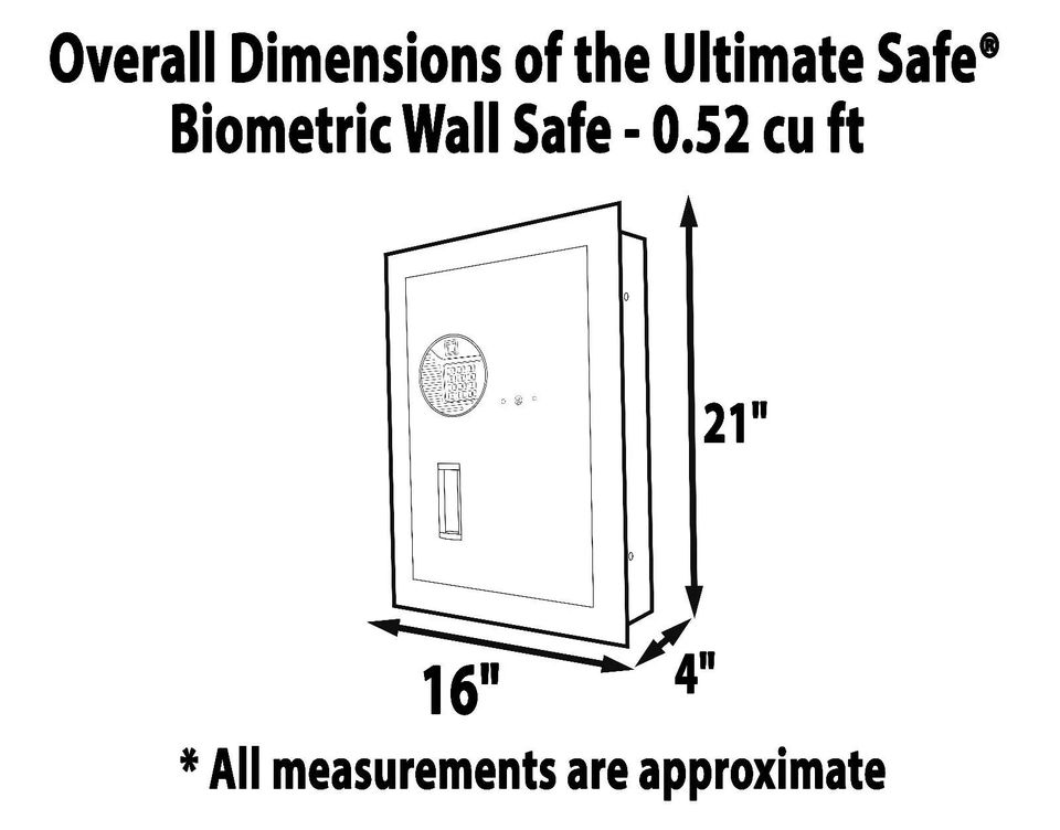 Ultimate Safe 48BIOM 0.52 cubic feet Biometric Fingerprint Hidden Wall Safe with Triple