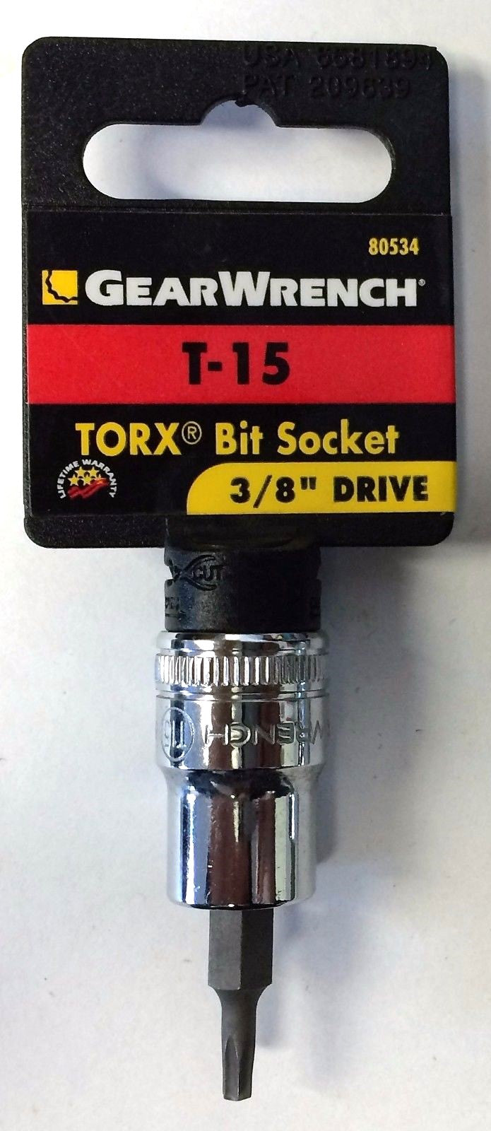 GearWrench 80534 T-15 Torx Bit Socket 3/8" Drive