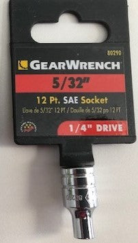 GearWrench 80290 1/4" Drive 12 Point Standard SAE Socket 5/32"