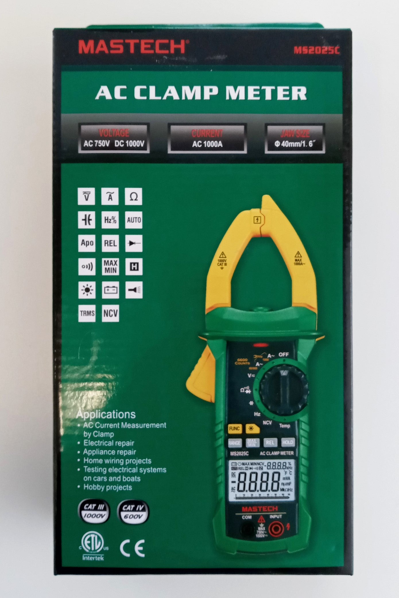 Mastech MS2025C AC/DC Digital Clamp Meter TRMS