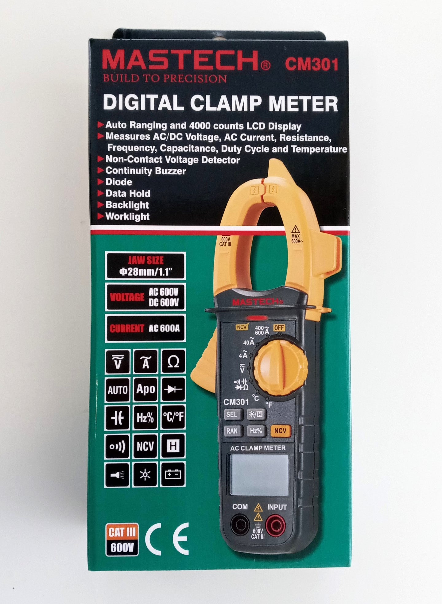 Mastech CM301 Digital Clamp Meter 600V