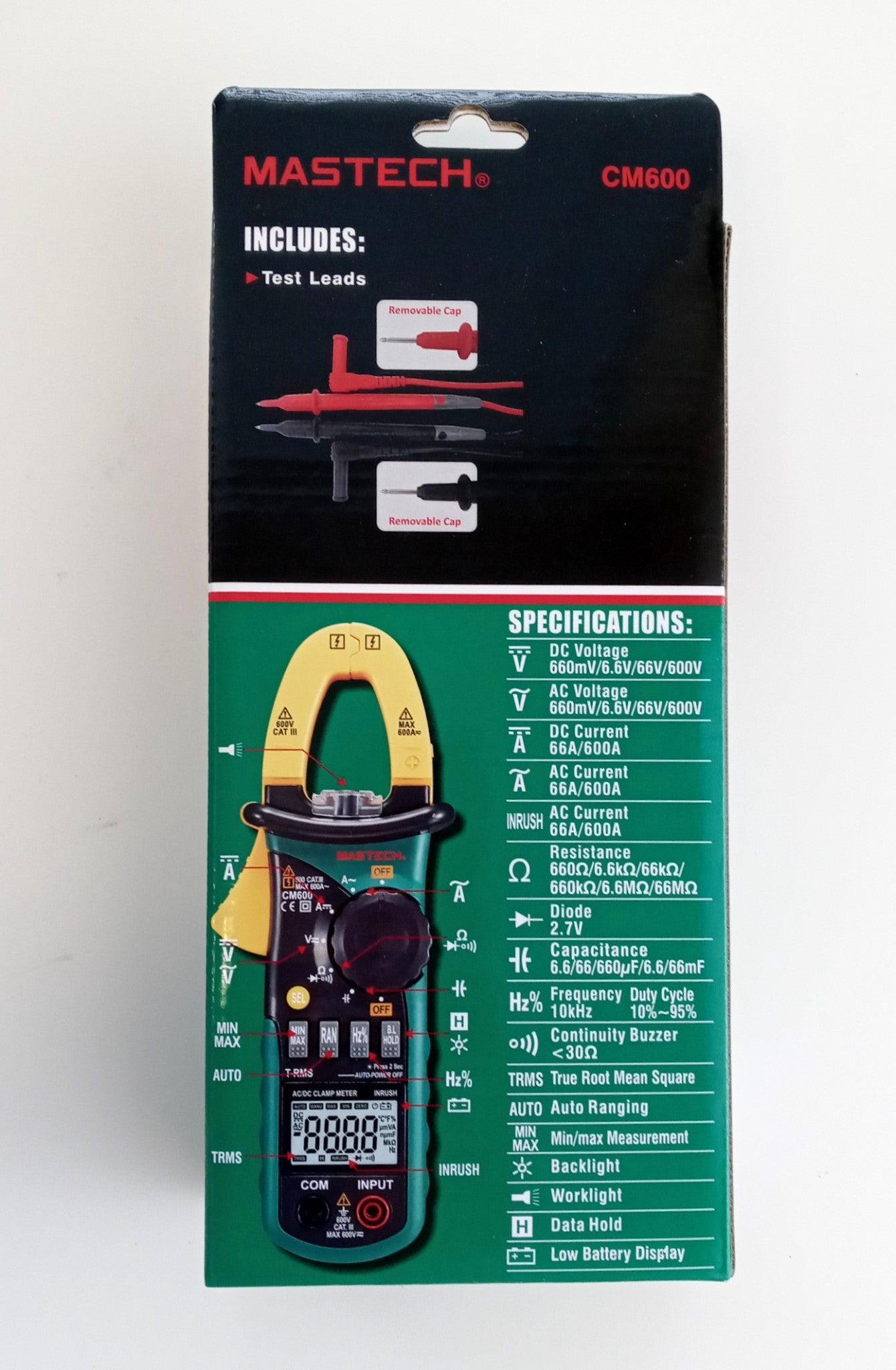 Mastech CM600 Digital Clamp Meter 600V TRMS