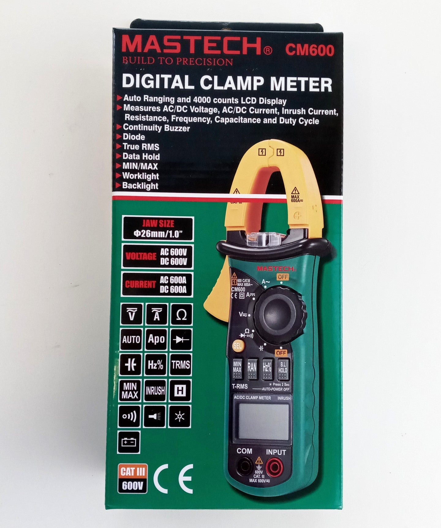 Mastech CM600 Digital Clamp Meter 600V TRMS