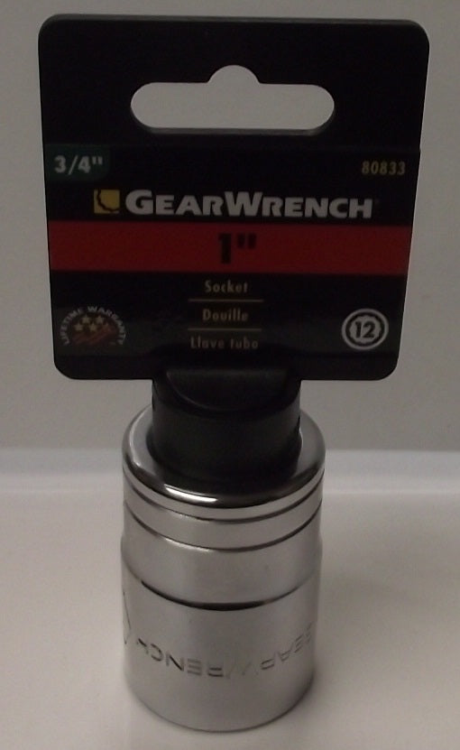 GearWrench 80833 3/4” Drive 1” 12 Pt. Standard Socket SAE