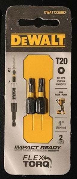 DeWalt DWA1TX20IR2 2pc Torx T20  x 1" Long Screwdriver Bit Black Oxide