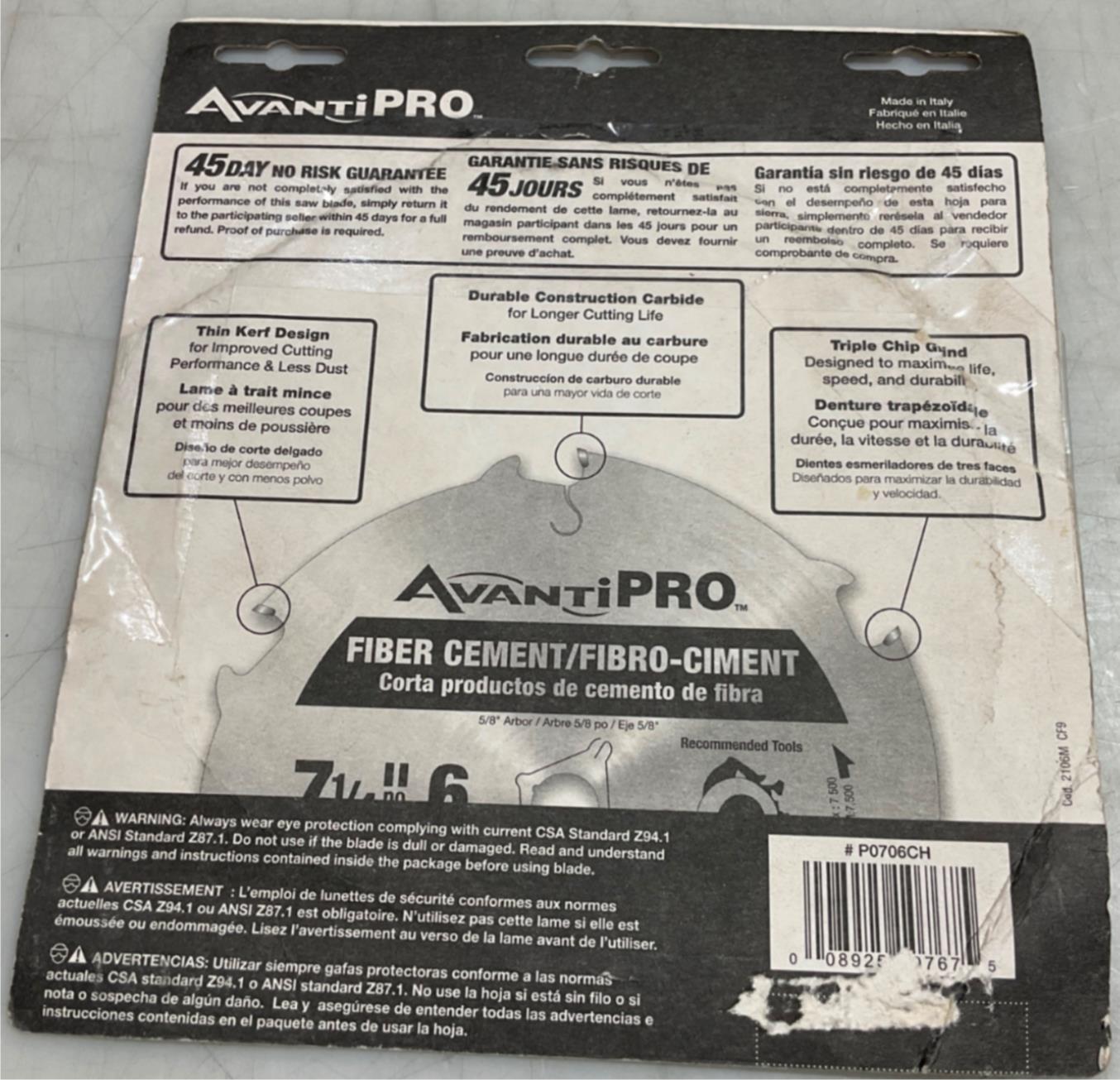 Avanti Pro P0706CH 7-1/4" x 6T Fiber Cement Carbide circular saw blade #35