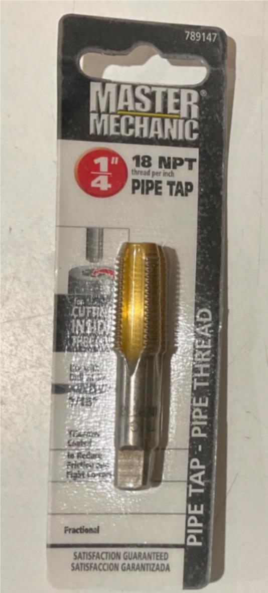 Master Mechanic 789147 1/4" 18 NPT Titanium Coated Pipe Tap-Pipe Thread