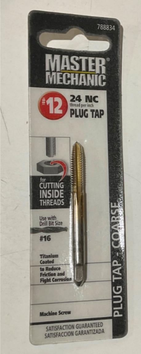 Master Mechanic 788834 #12 24 NC Titanium Coated Plug Tap-Coarse