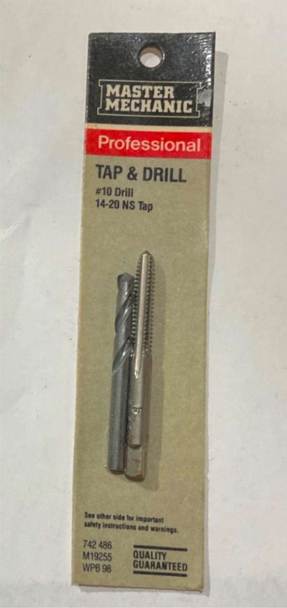 Master Mechanic 742 486 Tap & Drill, #10 drill, 14-20 NS Tap USA #88