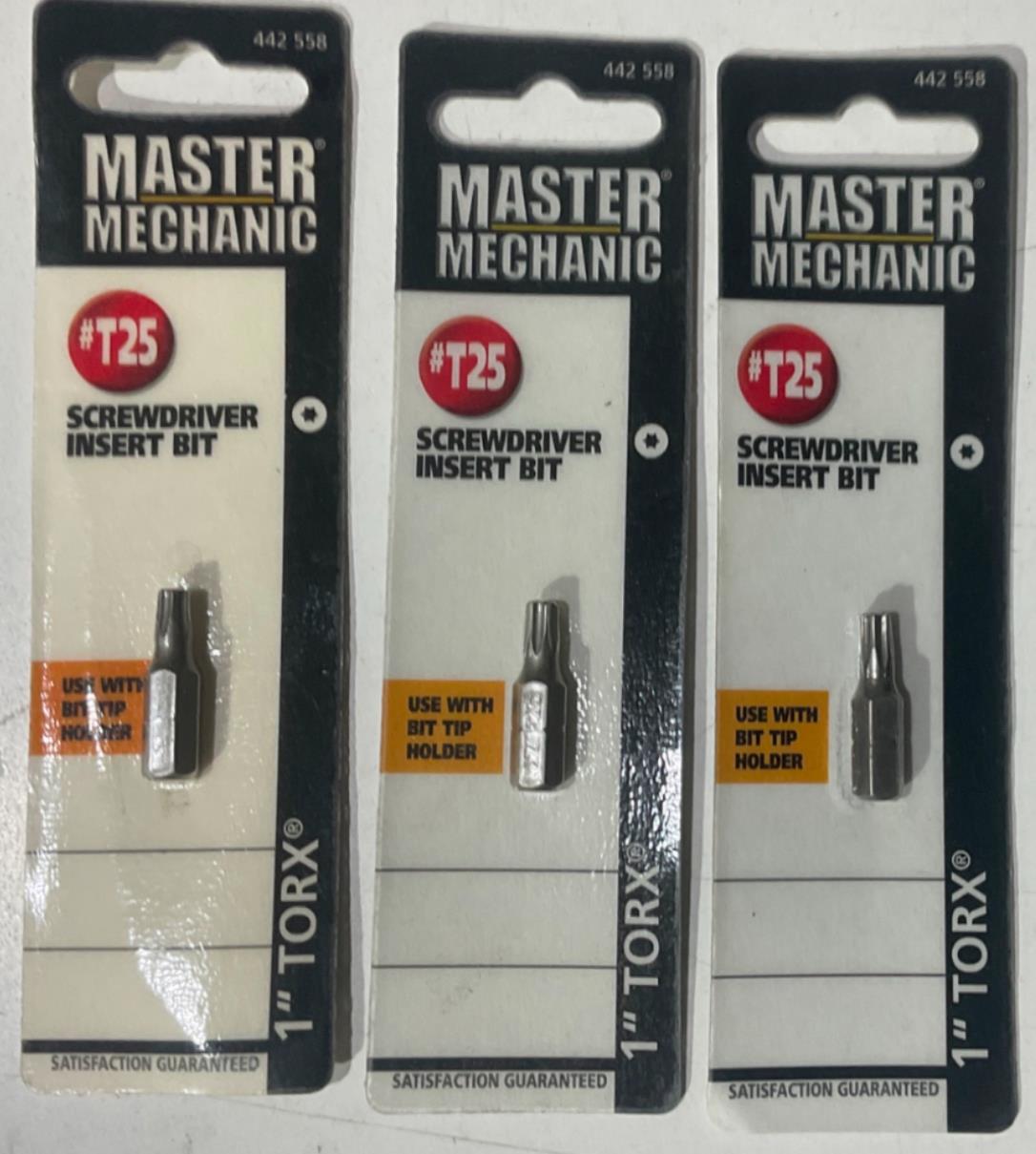 Master Mechanic 442 558 T25 1" Torx Screwdriver insert bit 3pks