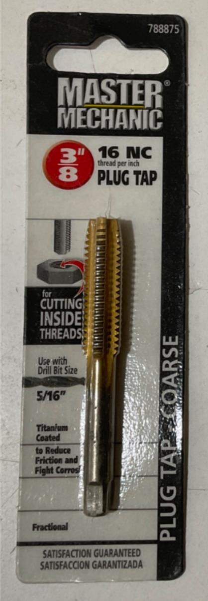 Master Mechanic 788875 3/8" 16 NC Titanium Coated Plug Tap-Coarse