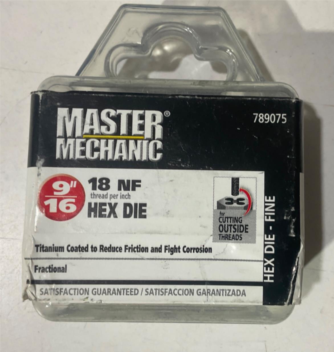 Master Mechanic 789075 9/16" 18 NF Titanium Coated Hex Die