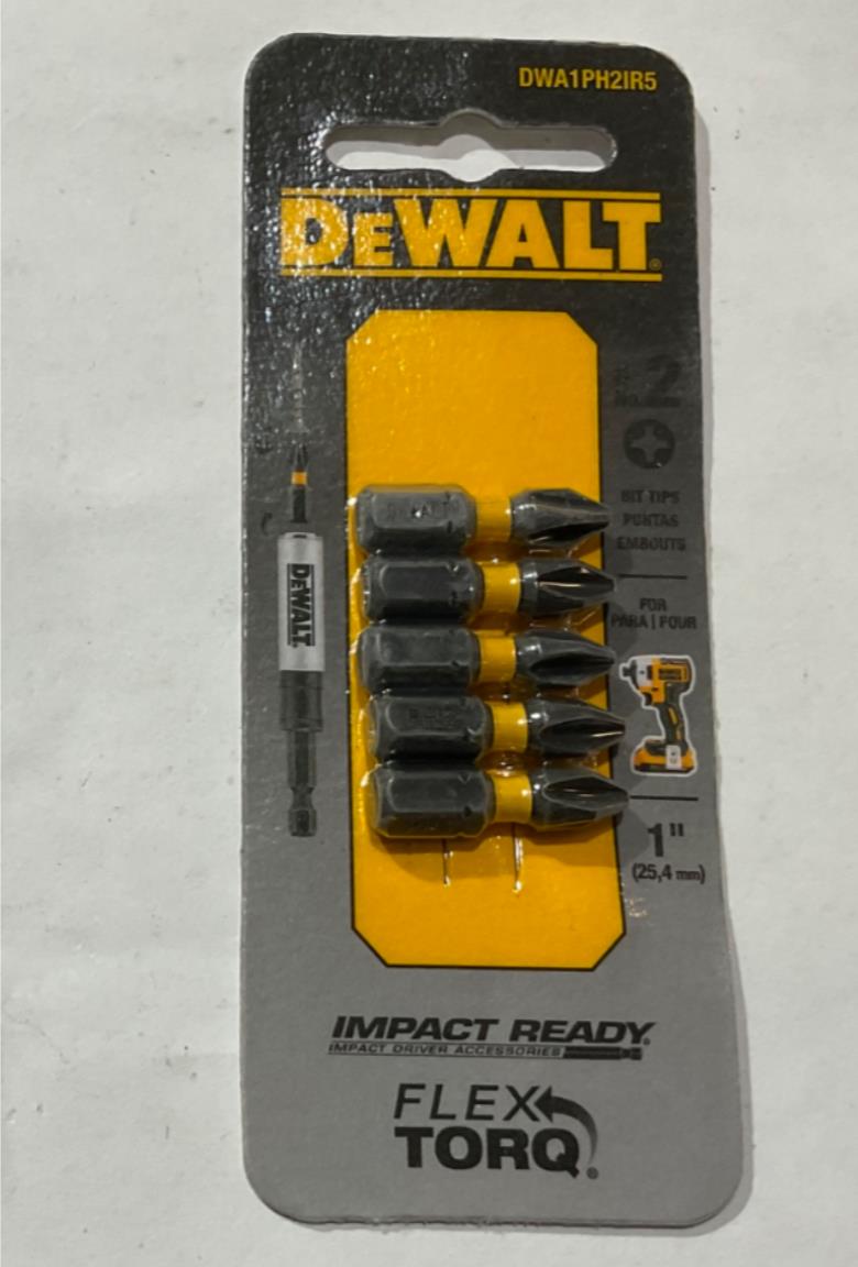 DeWalt DWA1PH2IR5 #2 Phillips 5pk FlexTorq 1" Bit tip #I-69