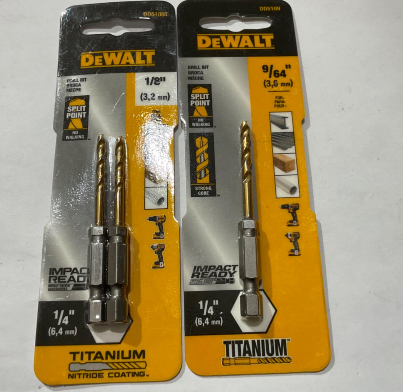 DeWalt DD5108T-09 Titanium coated split point drill bits 2pks #I-87