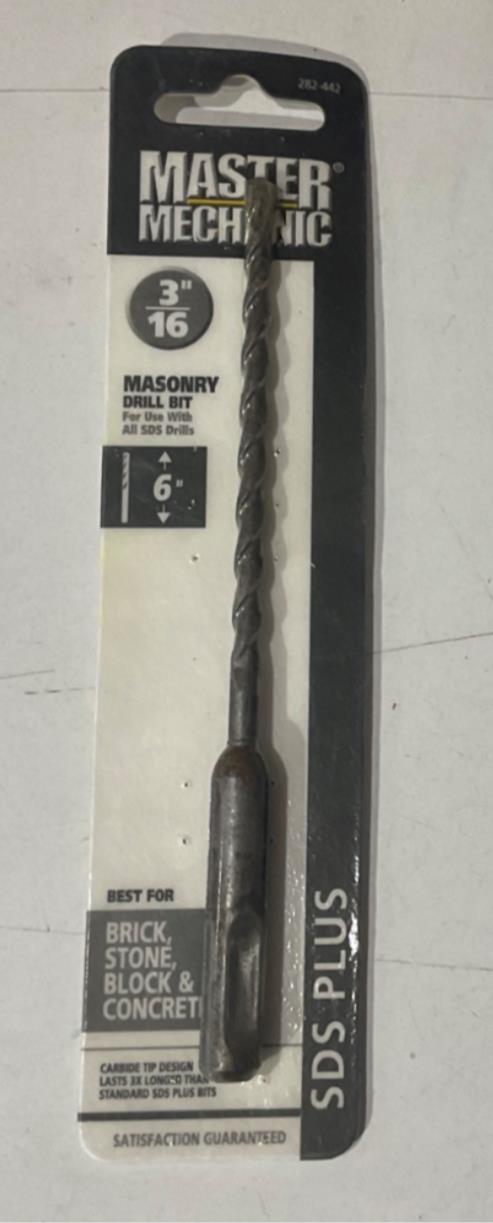 Master Mechanic 282 442 3/16" Carbide Tip 6" Masonry SDS Plus Drill Bit