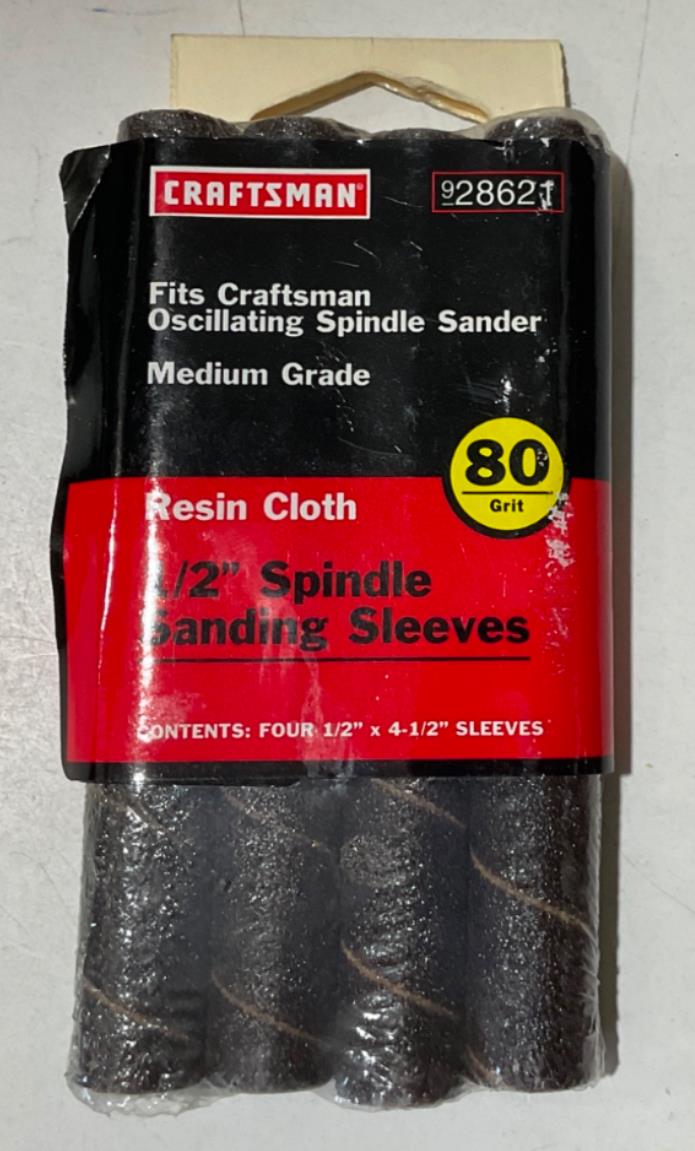 Craftsman 28621 1/2" Spindle Sanding Sleeves 80 grit Resin Cloth USA