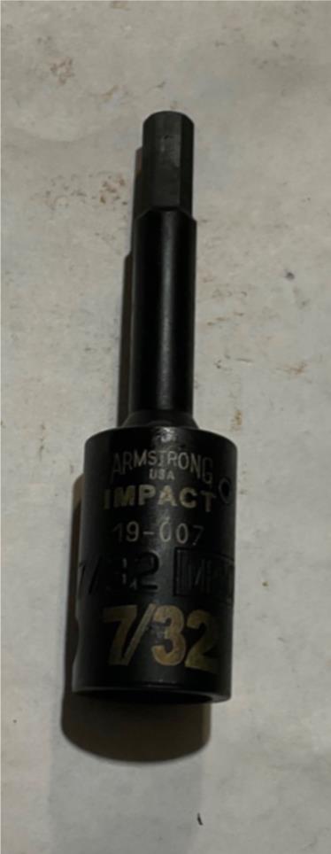 Armstrong 19-007 7/32” Hex Bit 3/8” Dr. Impact socket USA