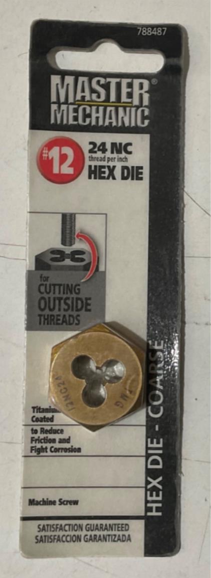 Master Mechanic 788487 #12 24 NC Titanium coated Hex Die-Coarse