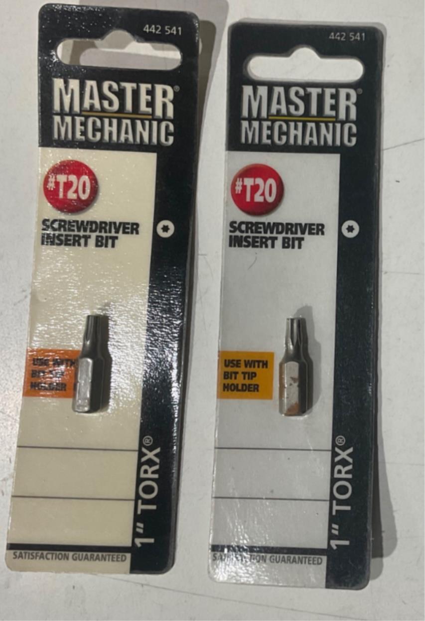 Master Mechanic 442 541 T20 1" Torx Screwdriver Insert Bit 2pks