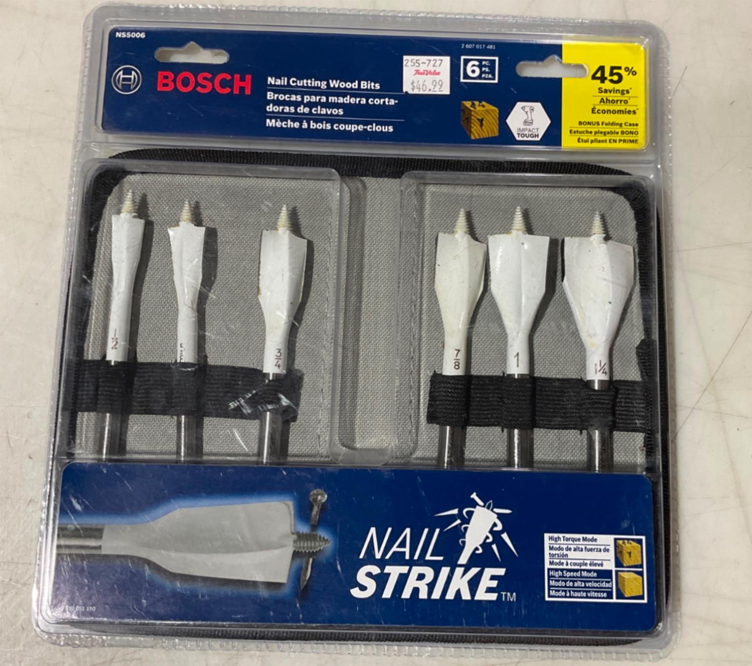 Bosch NS5006 6pc nail cutting wood bits w/folding case #B-11