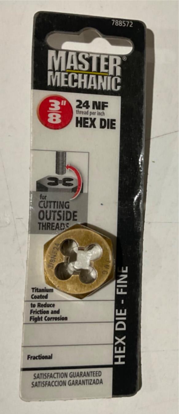 Master Mechanic 788572 3/8" 24 NF Titanium Coated Hex Die-Fine