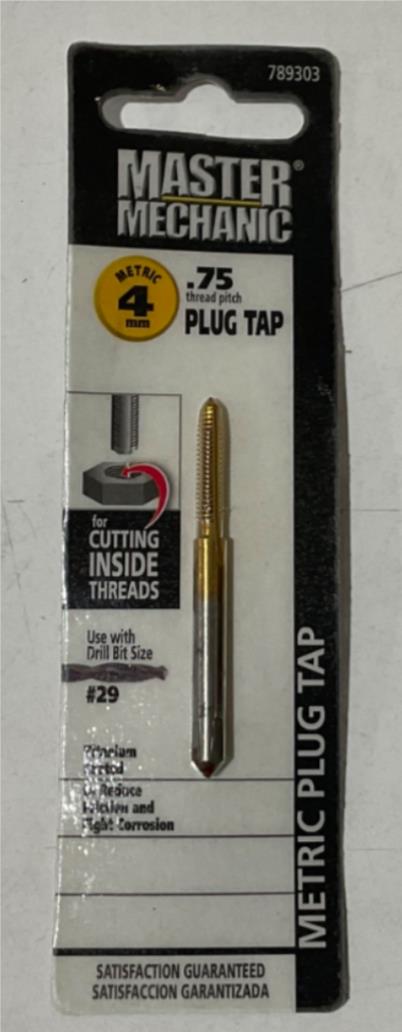 Master Mechanic 789303 4mm .75 Titanium Coated Plug Tap