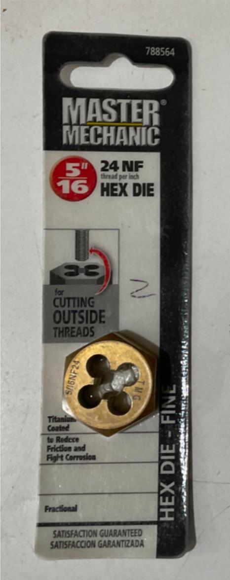 Master Mechanic 788564 5/16" 24 NF Titanium Coated Hex Die-Fine