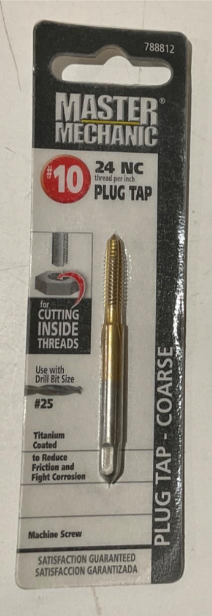 Master Mechanic 788812 #10 24 NC Titanium Coated Plug Tap-Coarse