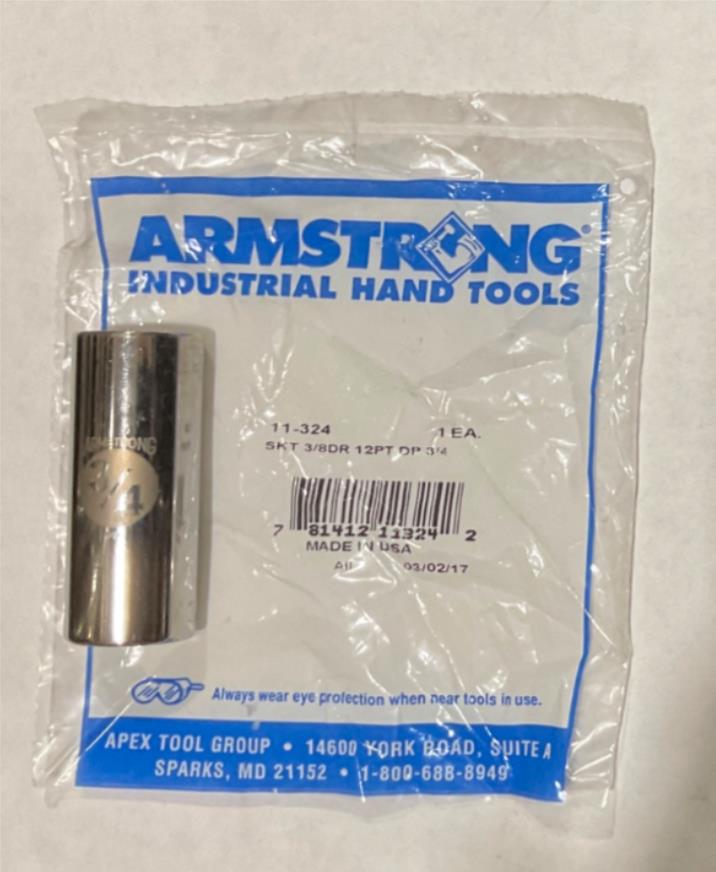 Armstrong 11-324 3/8" Drive 3/4" 12pt Etched Deep Socket USA