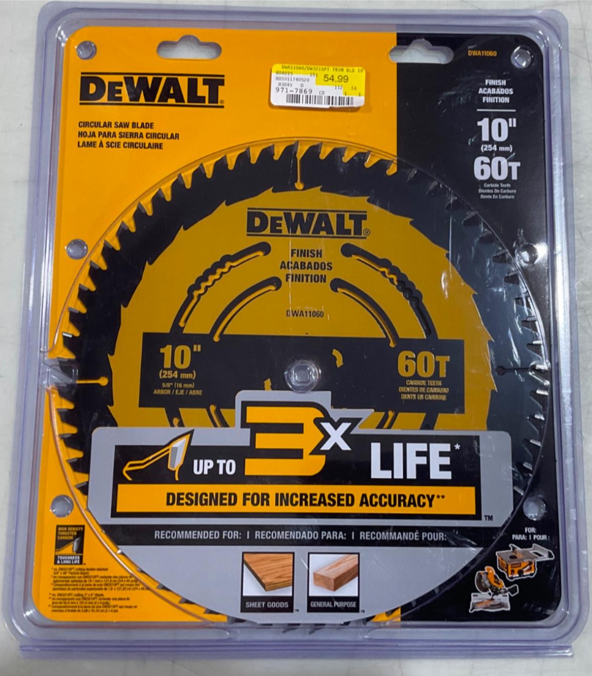 DeWalt DWA11060 10" 60T Circular Saw Blade