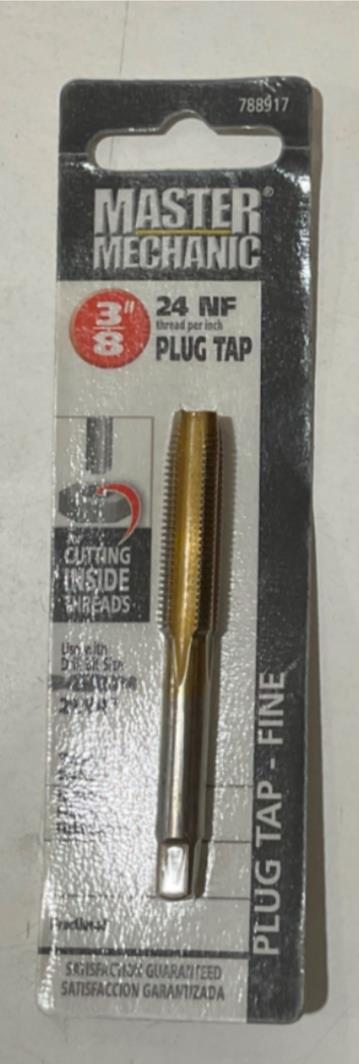 Master Mechanic 788917 3/8" 24 NF Titanium Coated Plug Tap-Fine