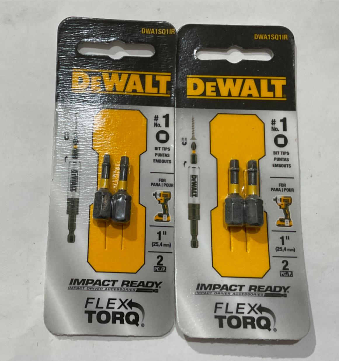 DeWalt  DWA1SQ1IR #1 Square 2-2pks FlexTorq Bit Tips #I-46