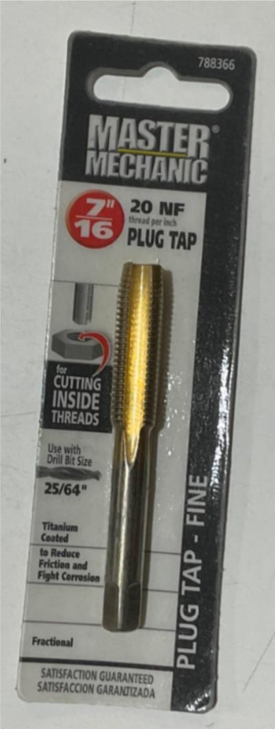 Master Mechanic 788366 7/16" 20 NF Titanium Coated Plug Tap-Fine