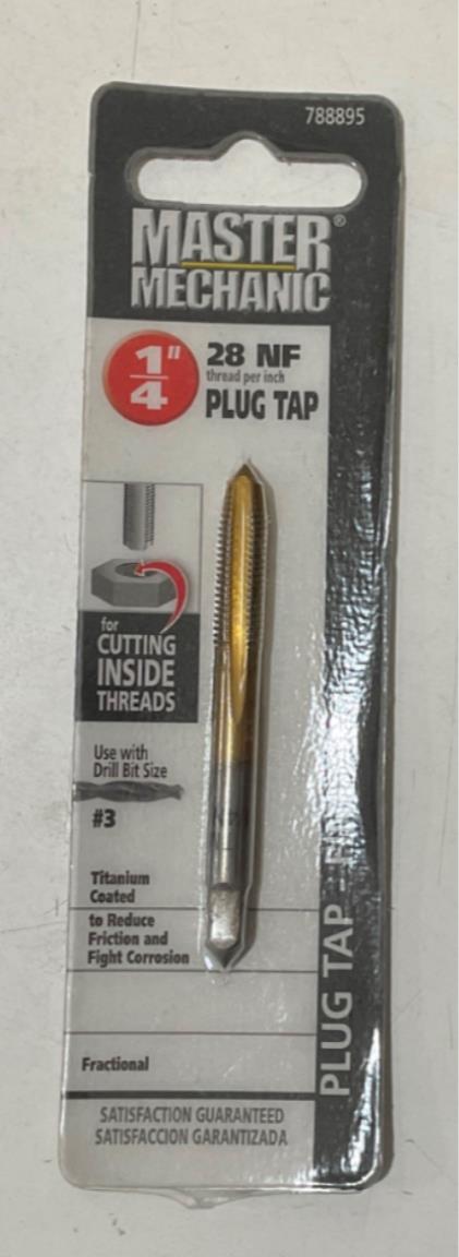 Master Mechanic 788895 1/4" 28 NF Titanium Coated Plug Tap-Fine