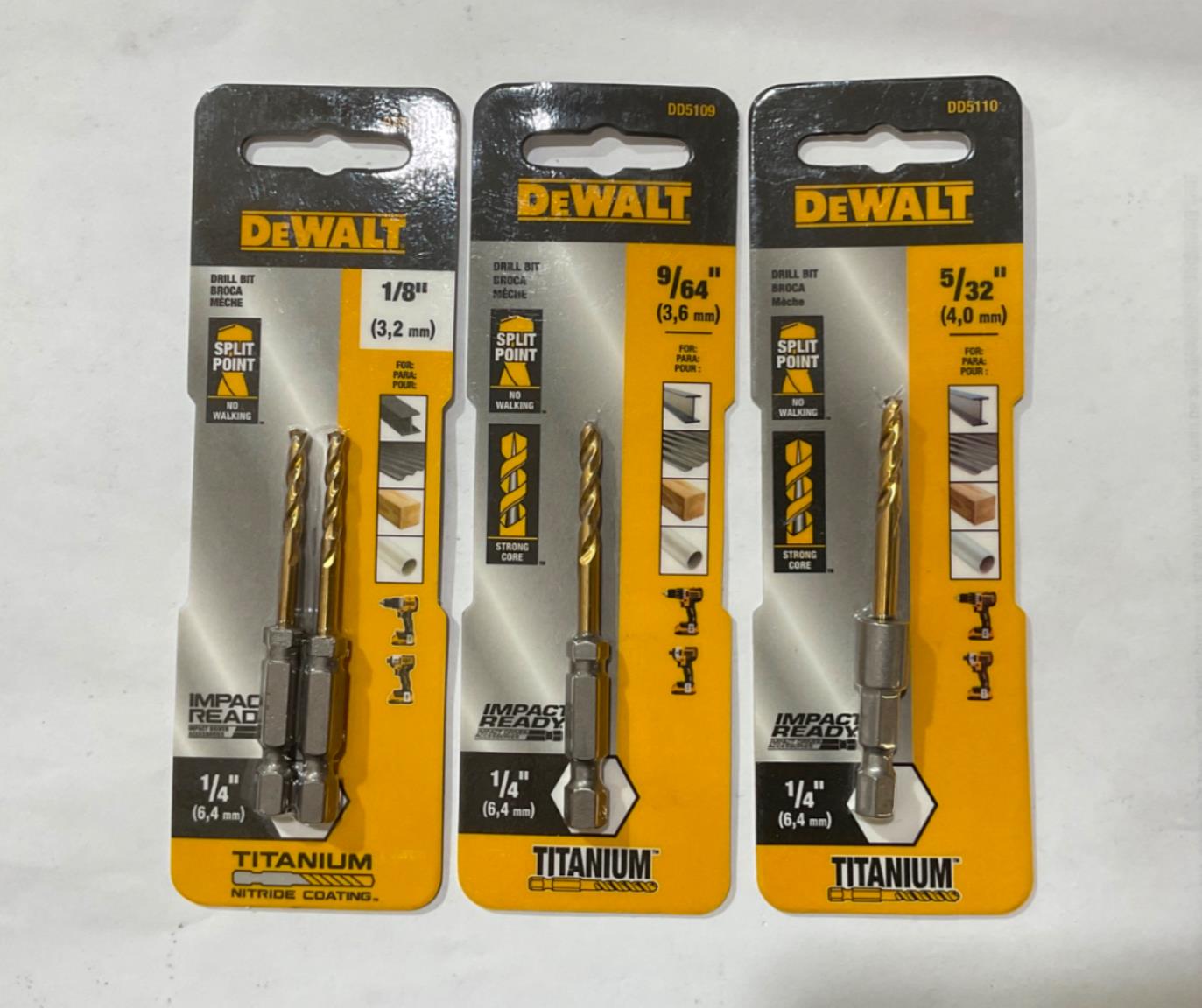 DeWalt DD5108T-10 Titanium coated split point drill bits 3pks #I-105