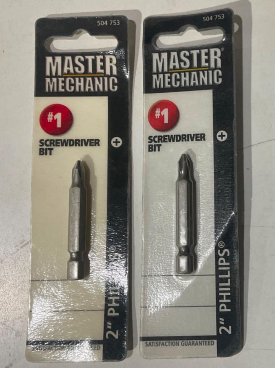 Master Mechanic 504 753 #1 Phillips 2" Screwdriver Bit 2pks