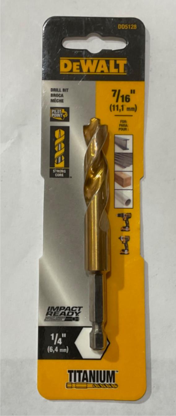 DeWalt DD5128 7/16" Titanium Impact ready drill bit #I-85