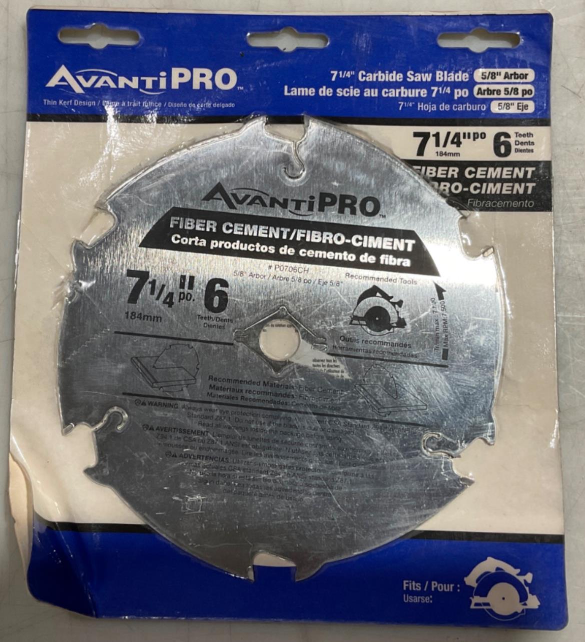 Avanti Pro P0706CH 7-1/4" x 6T Fiber Cement Carbide circular saw blade #35