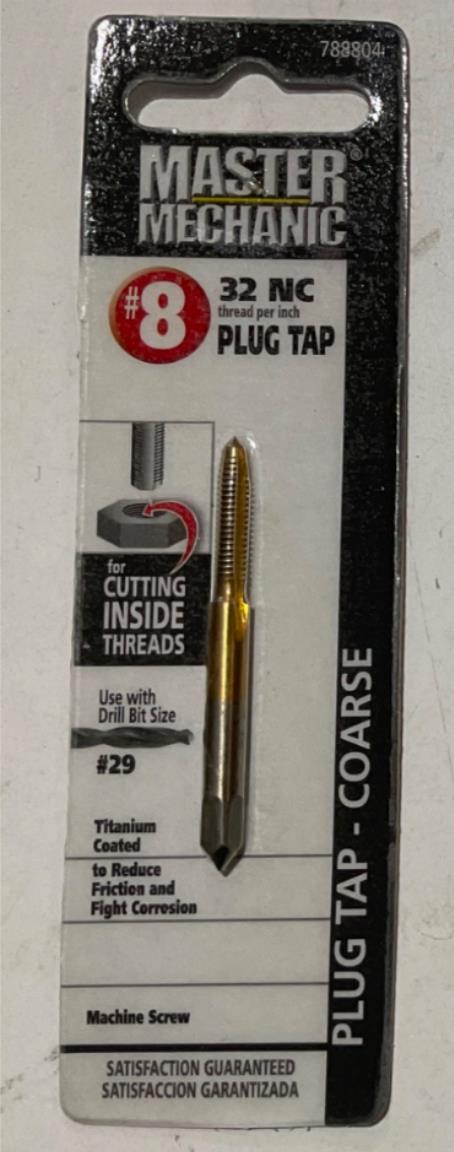 Master Mechanic 788804 #8 32 NC Titanium Coated Plug Tap-Coarse