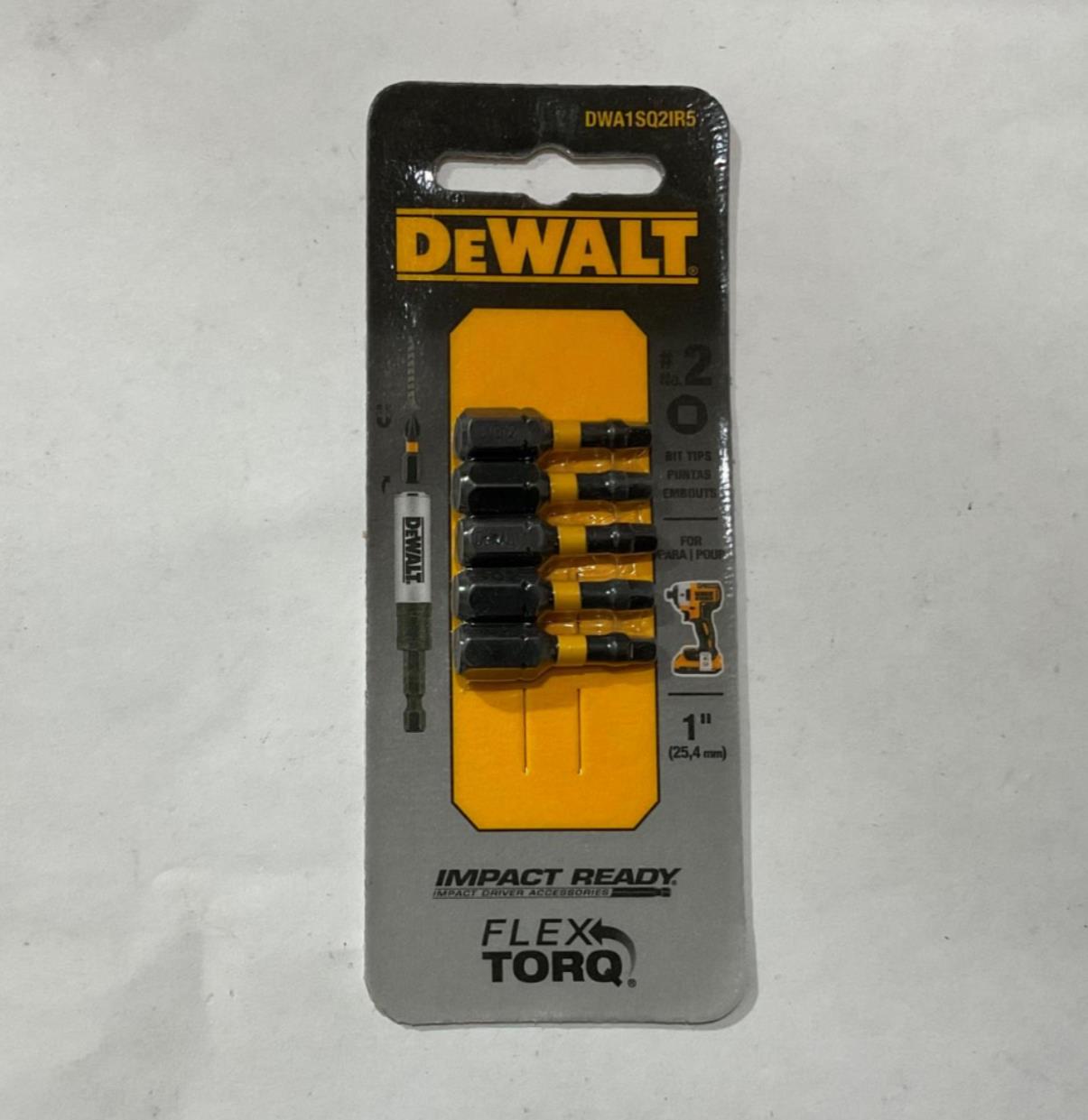 DeWalt DWA1SQ2IR5 #2 Square FlexTorq 5pc bit tips #I-111