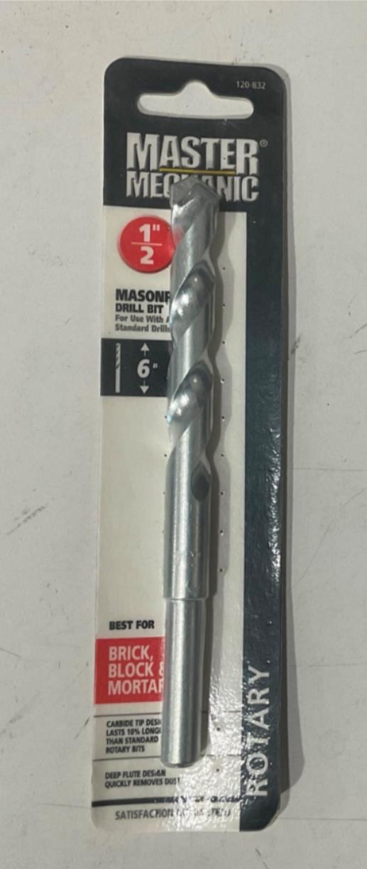 Master Mechanic 120 832 1/2" Carbide Tip 6" Masonry Rotary Drill Bit