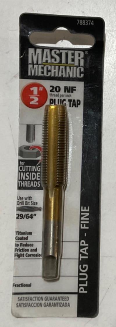 Master Mechanic 788374 1/2" 20 NF Titanium Coated Plug Tap-Fine