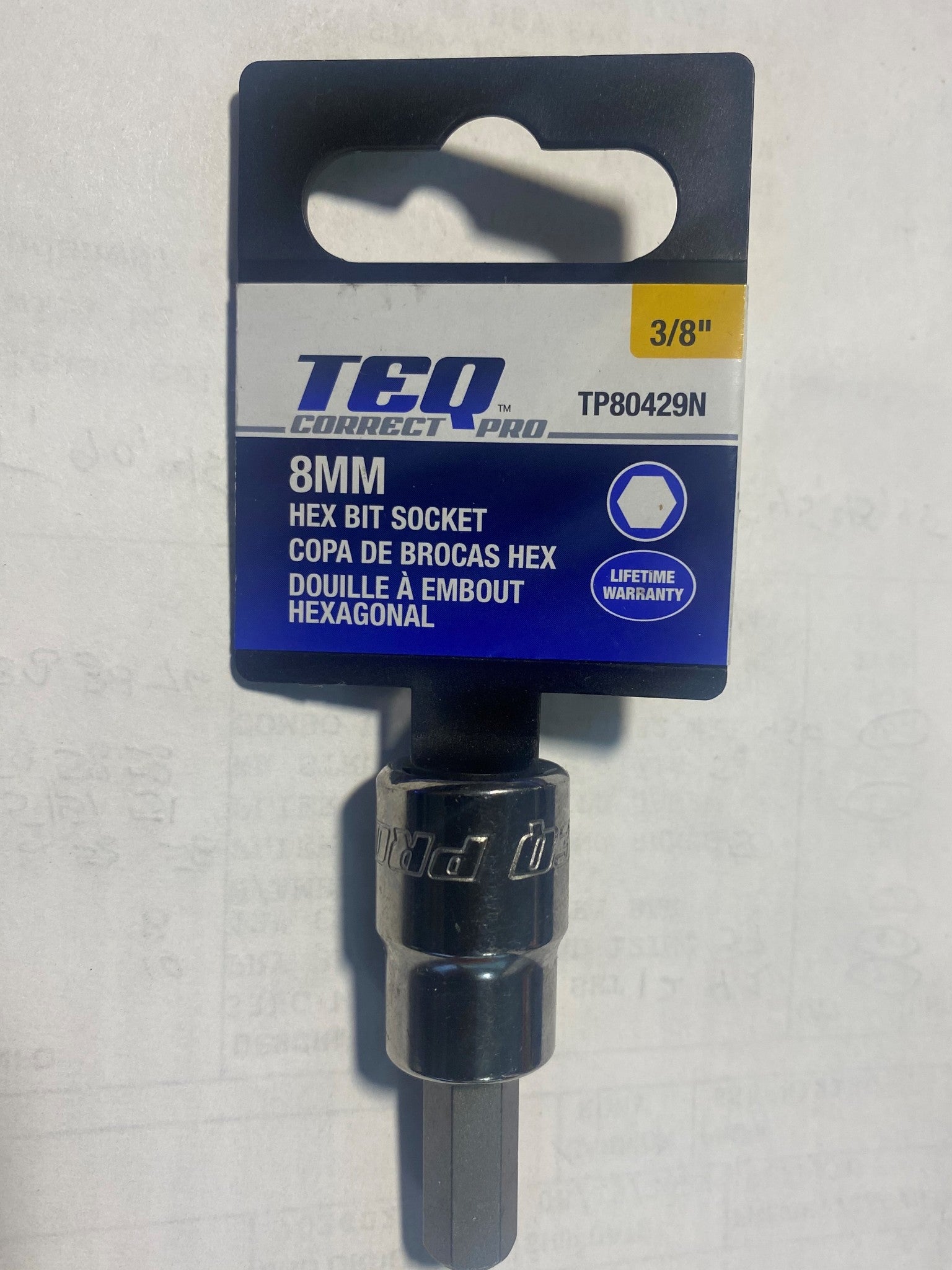 TEQ TP80429N Correct Professional 3/8" Drive Hex Bit Socket 8 mm